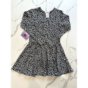 Joe Ella NWT Leopard Print Long Sleeve Skater Dress in Gray Size 7